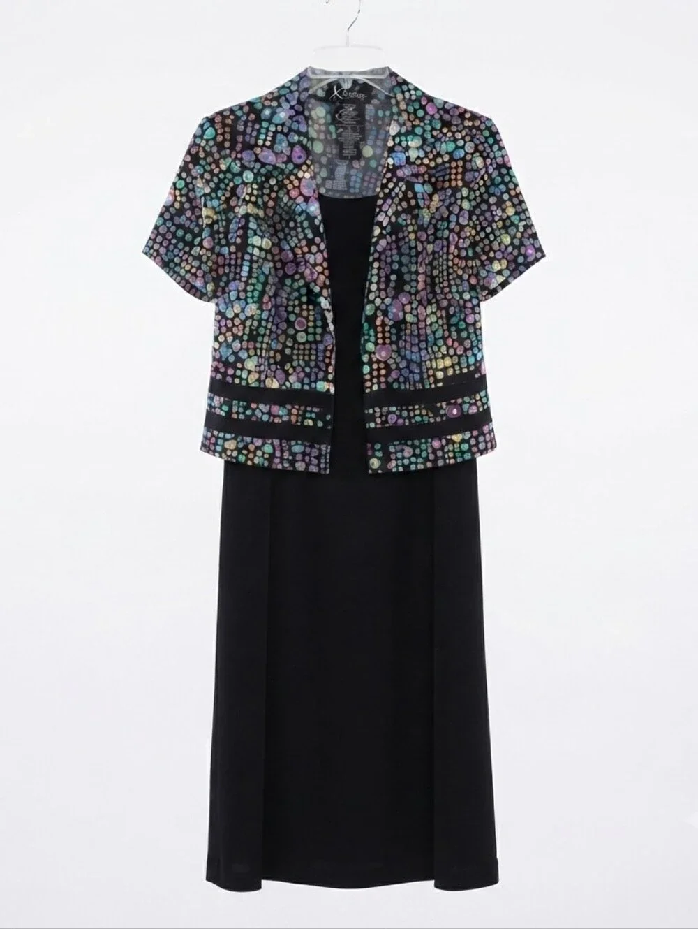 Vintage K Studio Collection Women's 2-Piece Dress Suit Size 18 Black Geo Print